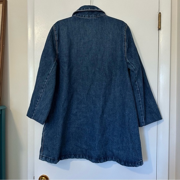 Zara Women’s Denim Snap Front Jacket Size Large Blue - Picture 2 of 9